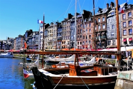 Traveling France. A view onto the old port of Honfleur in France