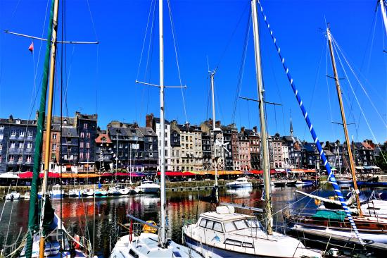 Traveling France. A view onto the old port of Honfleur in France