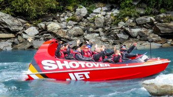 On a shotover jet, Queenstown, New Zealand